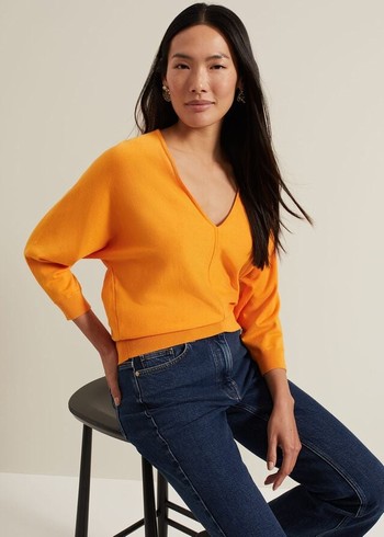 Phase Eight Gina V Neck Batwing Knitwear Orange Australia | NV8415926